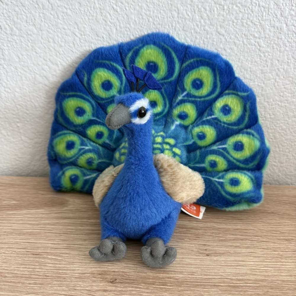 Wild Republic Peacock Plush Stuffed Animal 2020 Blue Green Soft Toy 12" Bird